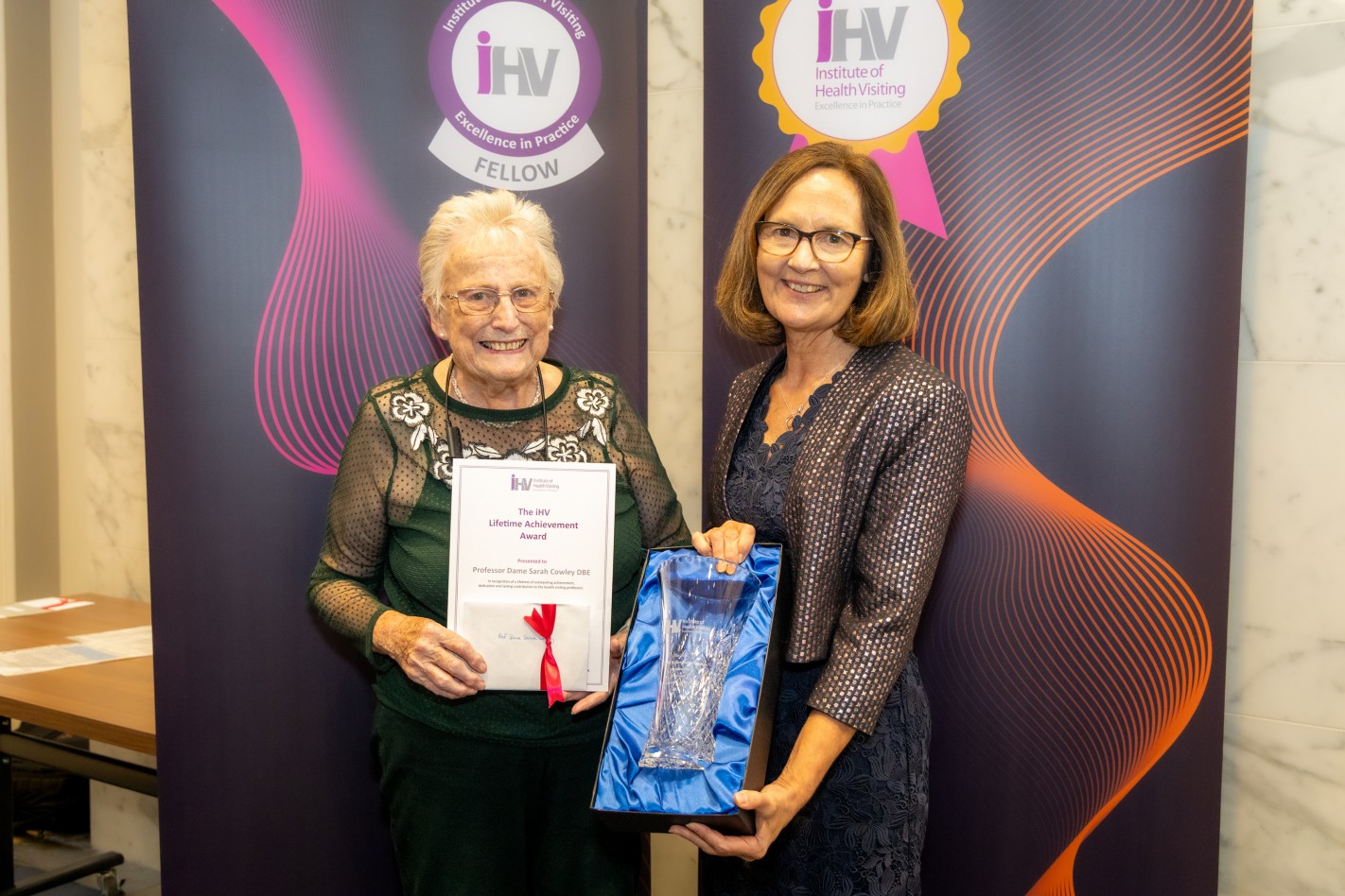 iHV Lifetime Achievement Award: Professor Dame Sarah Cowley DBE – with Alison Morton OBE, iHV CEO