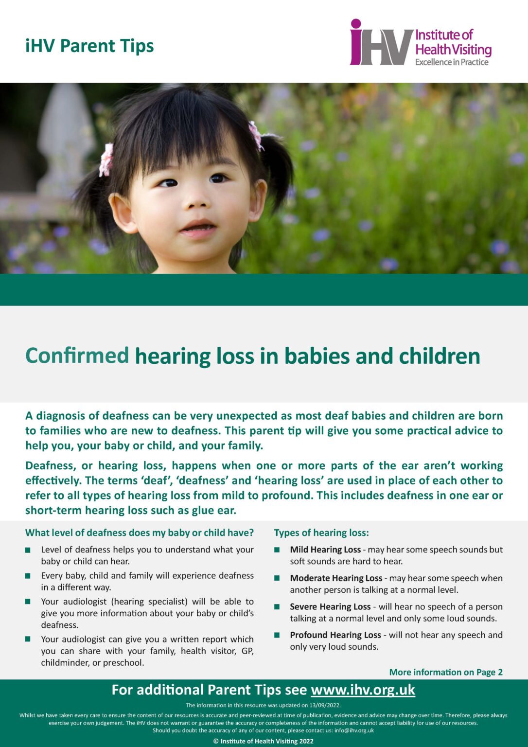 PT – Confirmed hearing loss in babies and children - IHV