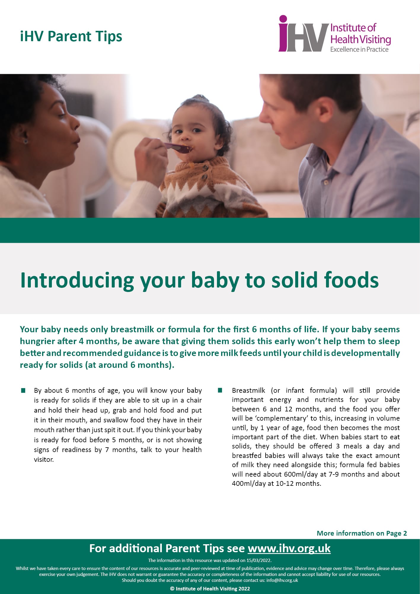 PT – Introducing your baby to solid foods