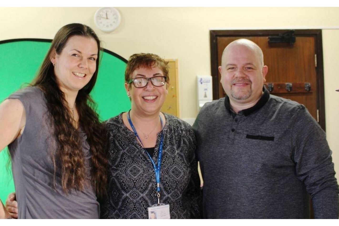 From the left: Nicky Byrne (mum), Penny Dougan (health visitor), film maker that BCHC are using to make a film about Health Visiting which includes Nicky.
