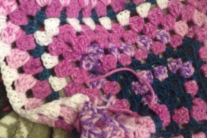 Blanket knitted by Knitting Smiles Across East Lancs