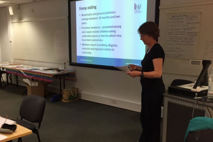 Sara Patience talking about fussy eating on the iHV Health Weight Healthy Nutrition Champions training in Sheffield